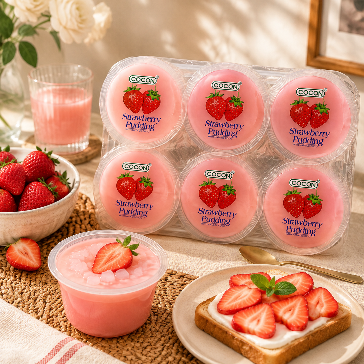 cocon strawberry pudding with nata de coco (2) cocon strawberry pudding with nata de coco (2)