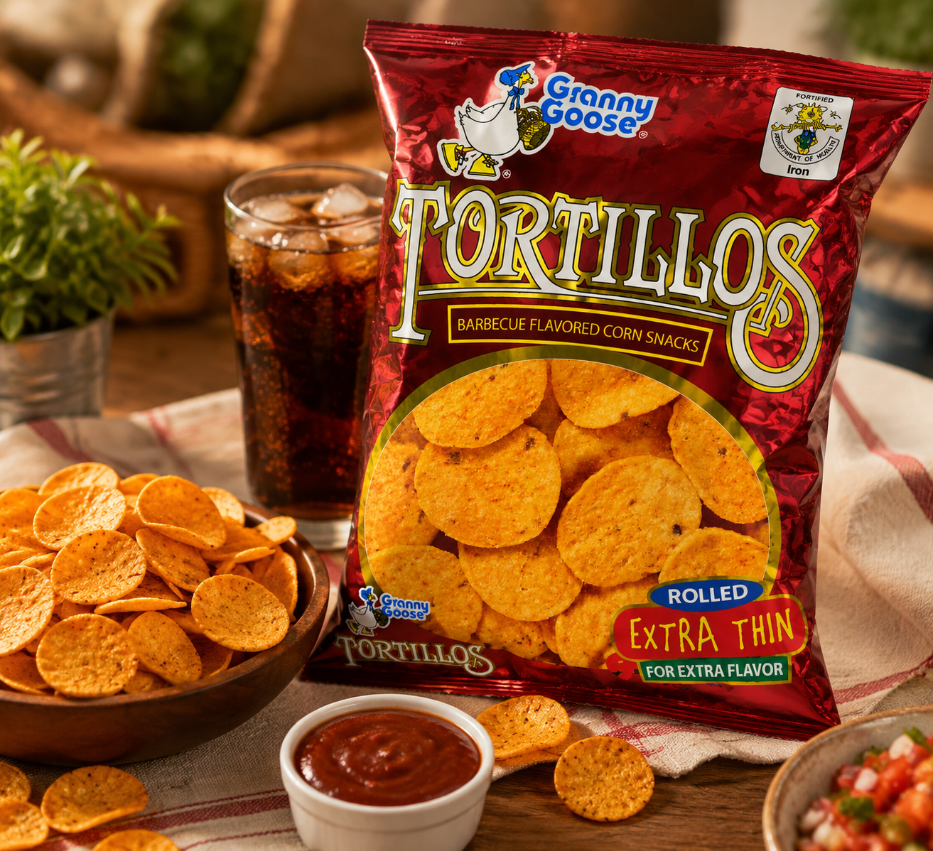 granny goose tortillos barbecue flavored corn snacks (2) granny goose tortillos barbecue flavored corn snacks (2)