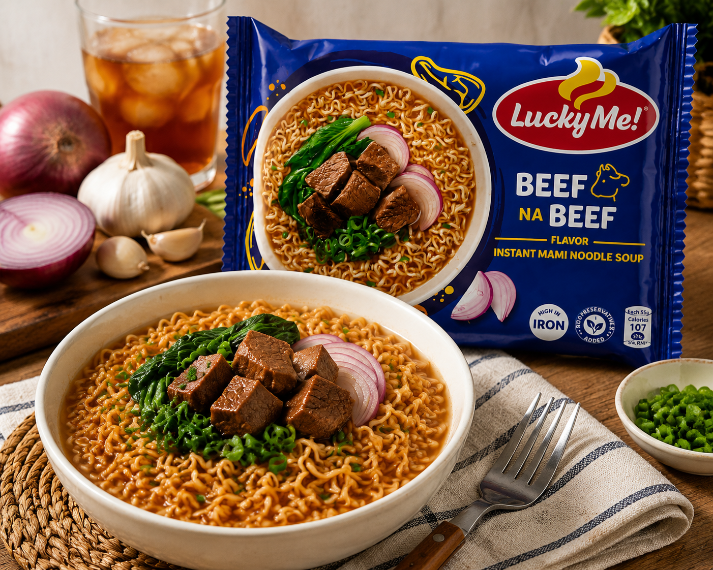 lucky me! beef na beef flavor instant mami noodle soup (2) lucky me! beef na beef flavor instant mami noodle soup (2)