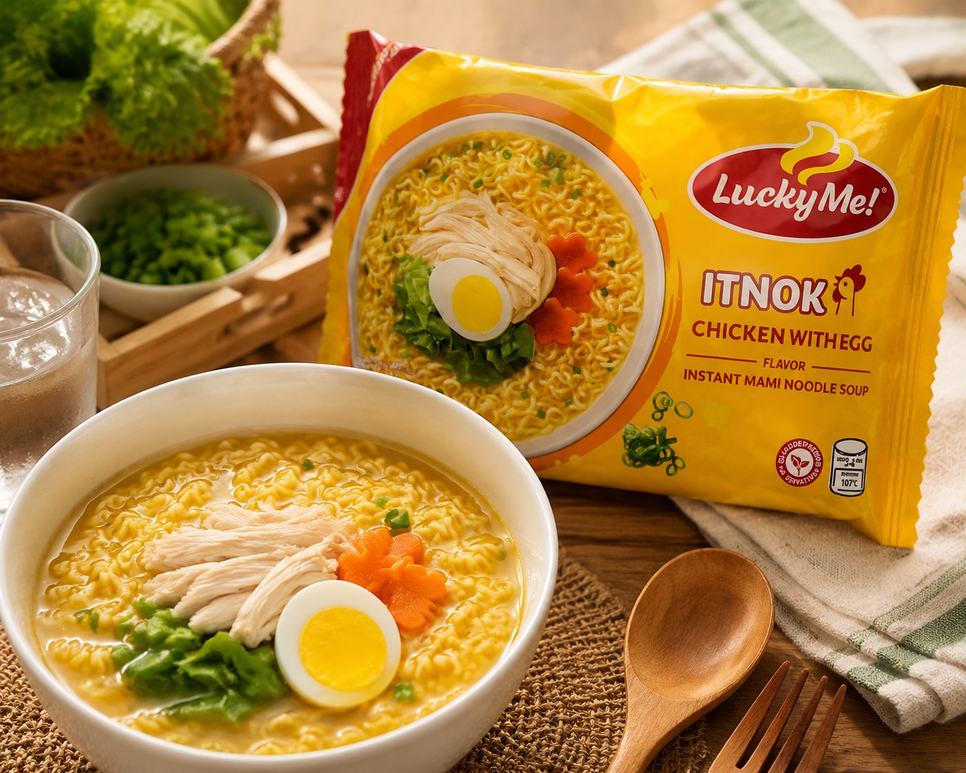 lucky me! itnok chicken with egg flavor instant mami noodle soup (1) lucky me! itnok chicken with egg flavor instant mami noodle soup (1)