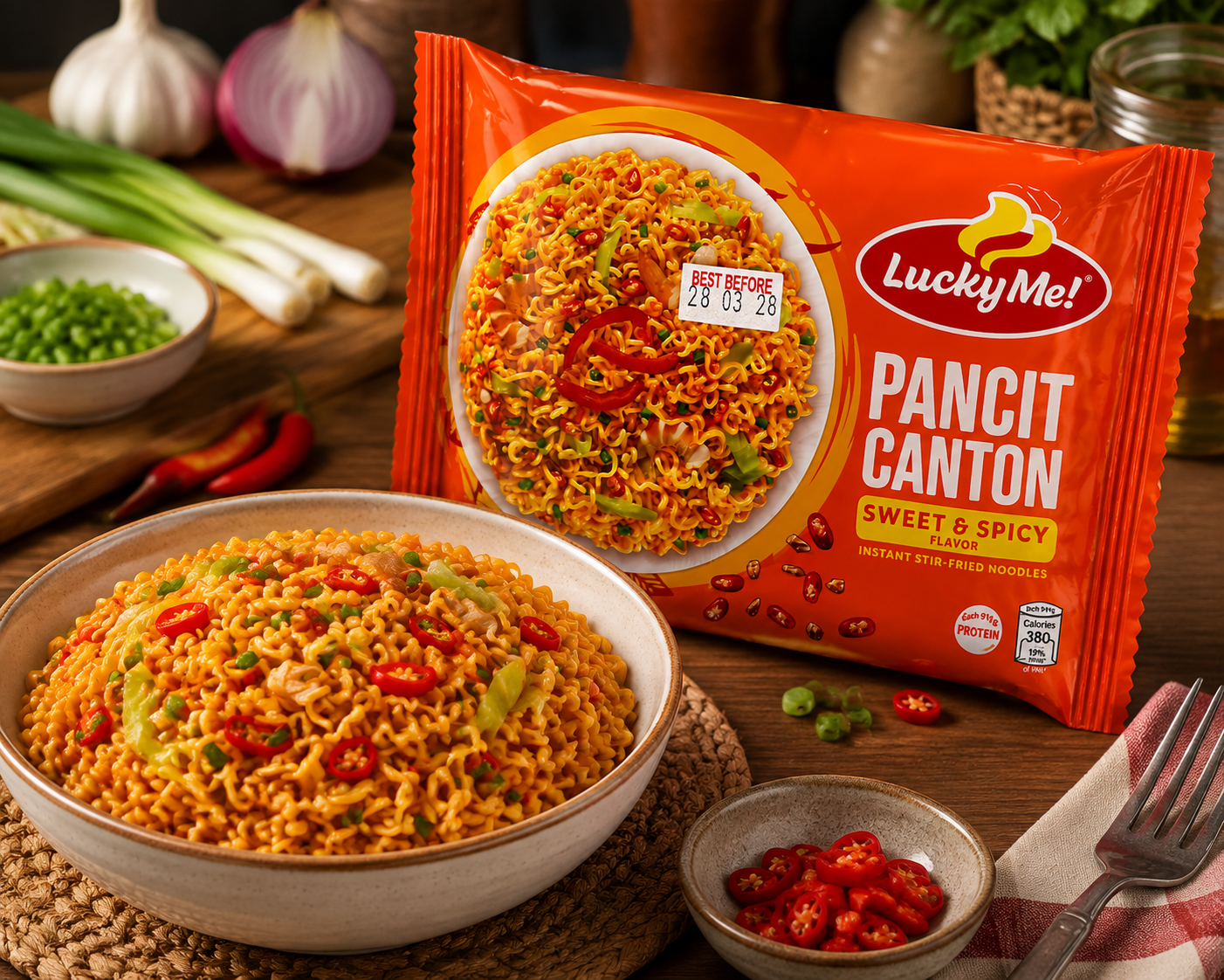 lucky me! pancit canton sweet & spicy flavor (2) lucky me! pancit canton sweet & spicy flavor (2)