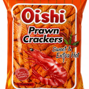 oishi prawn crackers sweet & extra spicy flavor (1)