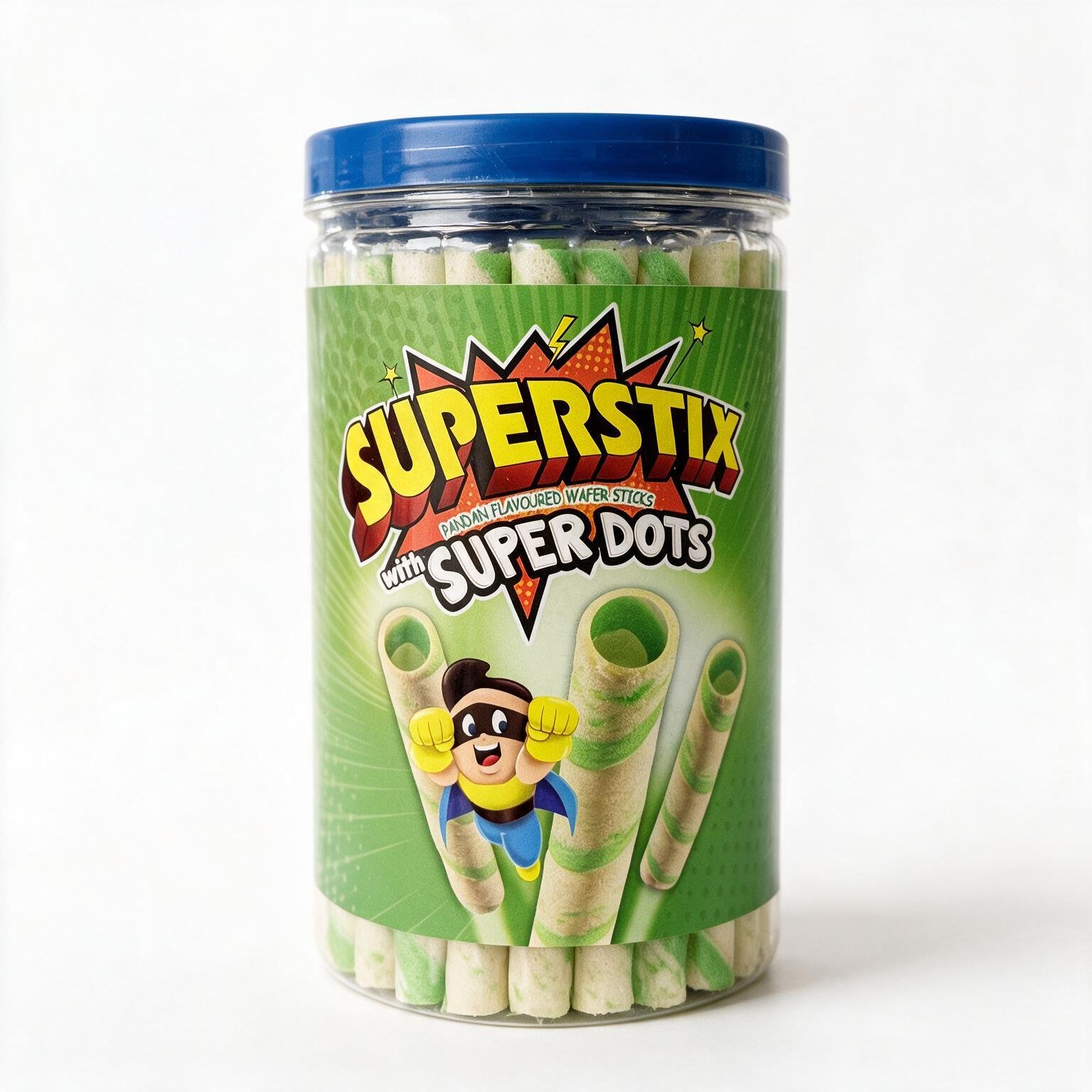 superstix pandan flavoured wafer sticks with super dots (1) superstix pandan flavoured wafer sticks with super dots (1)